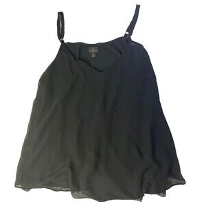 Worthington Woman 1X Black Sheer Overlay Camisole Tank Top Plus Size